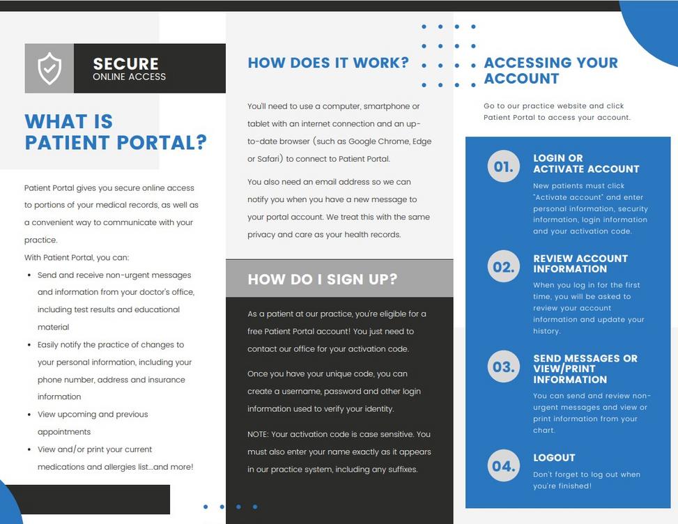Detailed information regarding Patient Portal features and security
